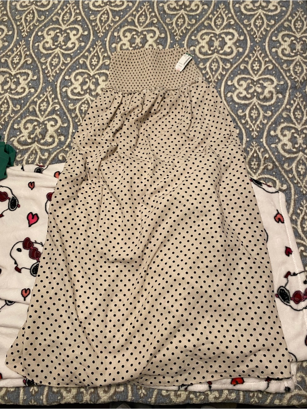 Only Beige Strapless Polka Dot Dress